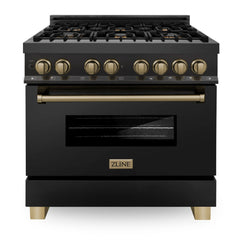 ZLINE Autograph Edition 36 In. 4.6 cu. ft. Range with Gas Stove and Electric Oven in Stainless Steel with Champagne Bronze Accent, RAZ-36-CB - Smart Kitchen Lab