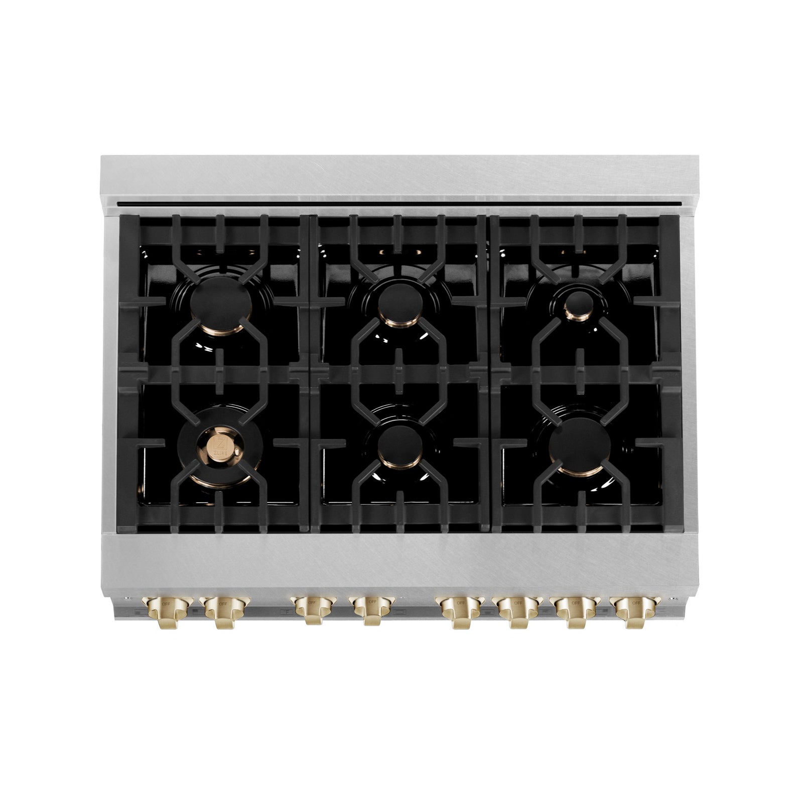 ZLINE Autograph Edition 36 in. Gas Burner/Gas Oven Range in DuraSnow® with Gold Accents, RGSZ-SN-36-G - Smart Kitchen Lab