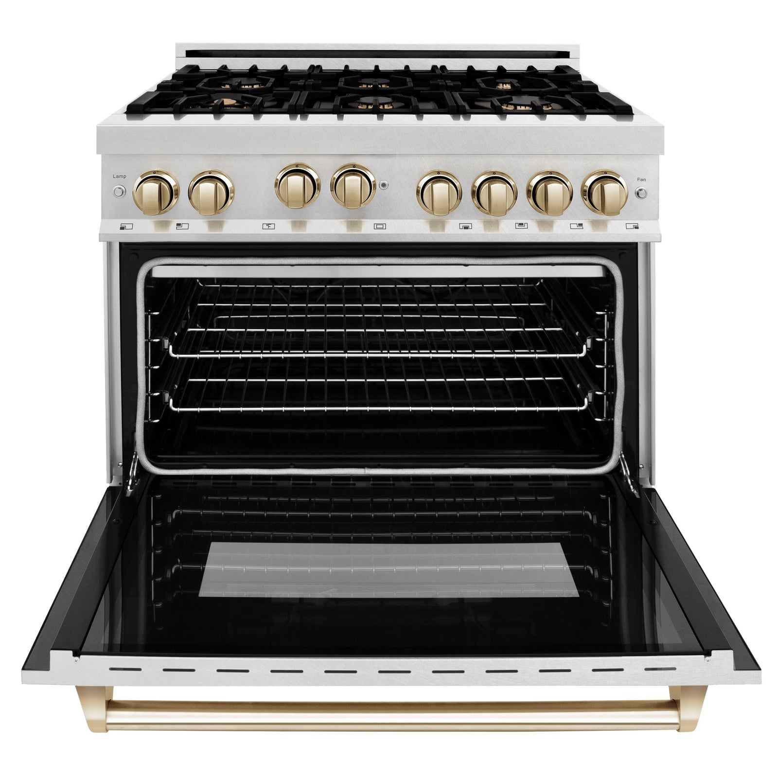 ZLINE Autograph Edition 36 in. Gas Burner/Gas Oven Range in DuraSnow® with Gold Accents, RGSZ-SN-36-G - Smart Kitchen Lab