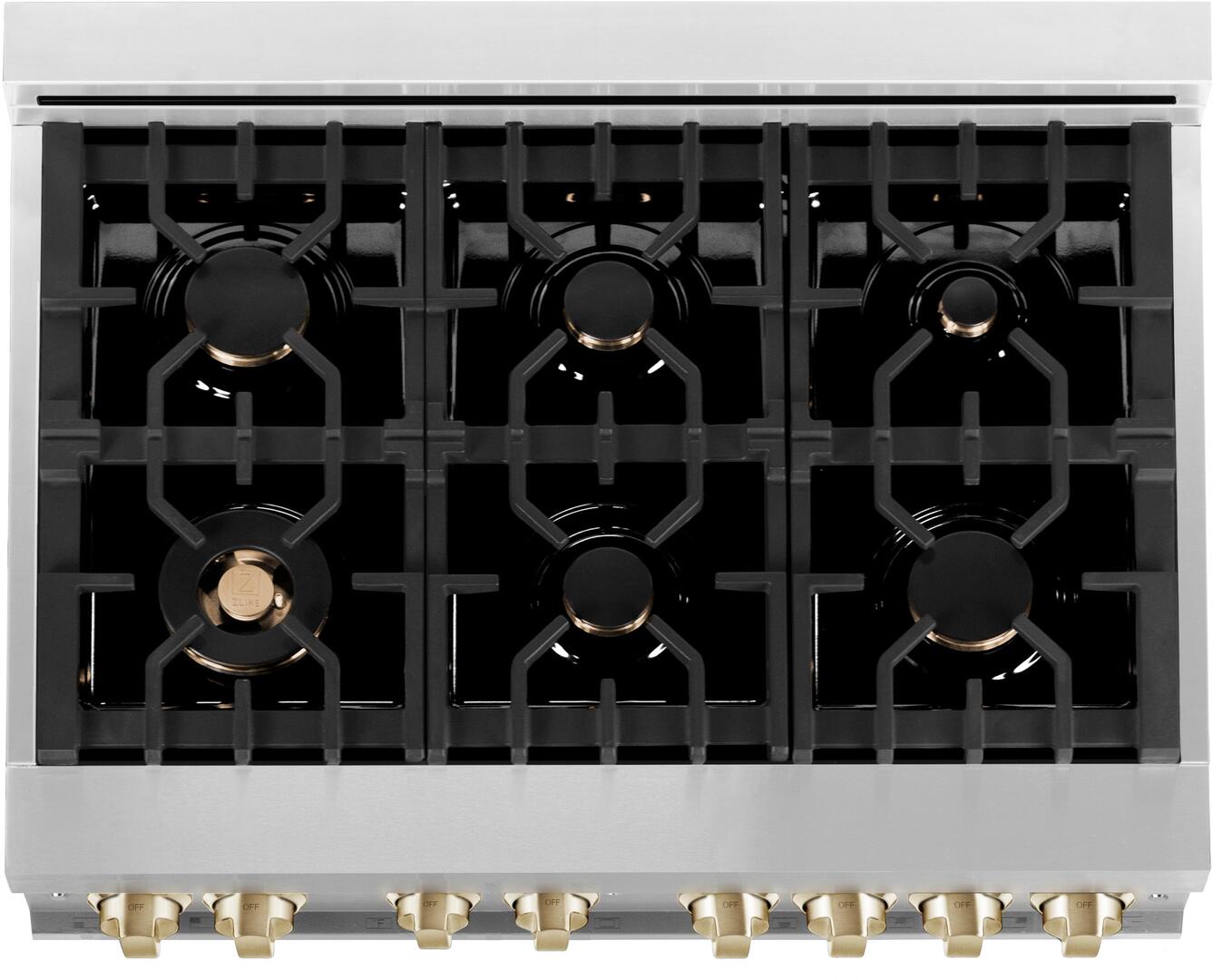 ZLINE Autograph Edition 36 in. Gas Range in Stainless Steel with Champagne Bronze Accents, RGZ-36-CB - Smart Kitchen Lab