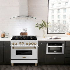 ZLINE Autograph Edition 36 in. Gas Range in Stainless Steel with Champagne Bronze Accents, RGZ-36-CB - Smart Kitchen Lab