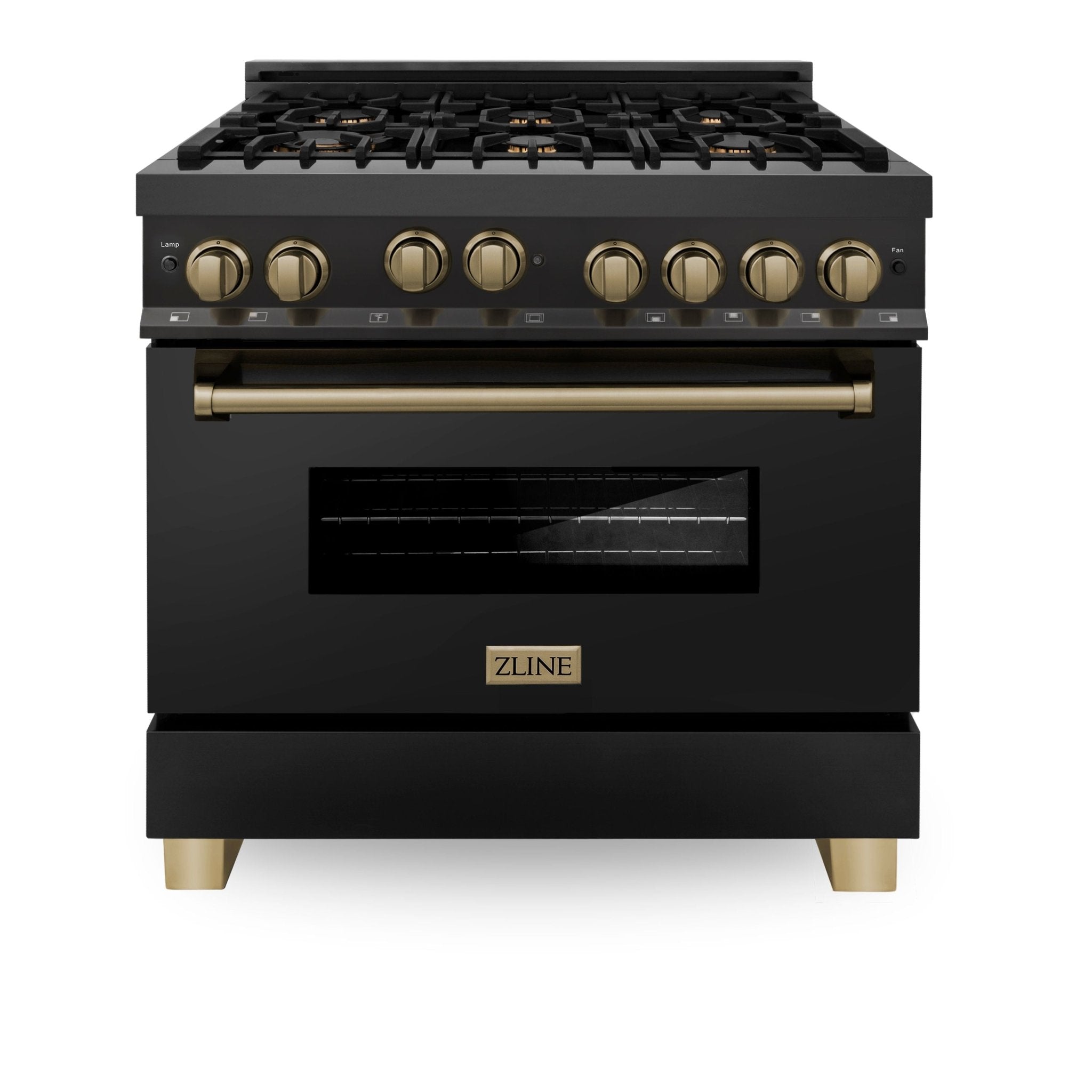 ZLINE Autograph Edition 36 in. Gas Range in Stainless Steel with Champagne Bronze Accents, RGZ-36-CB - Smart Kitchen Lab