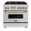 ZLINE Autograph Edition 36 in. Gas Range in Stainless Steel with Champagne Bronze Accents, RGZ-36-CB - Smart Kitchen Lab