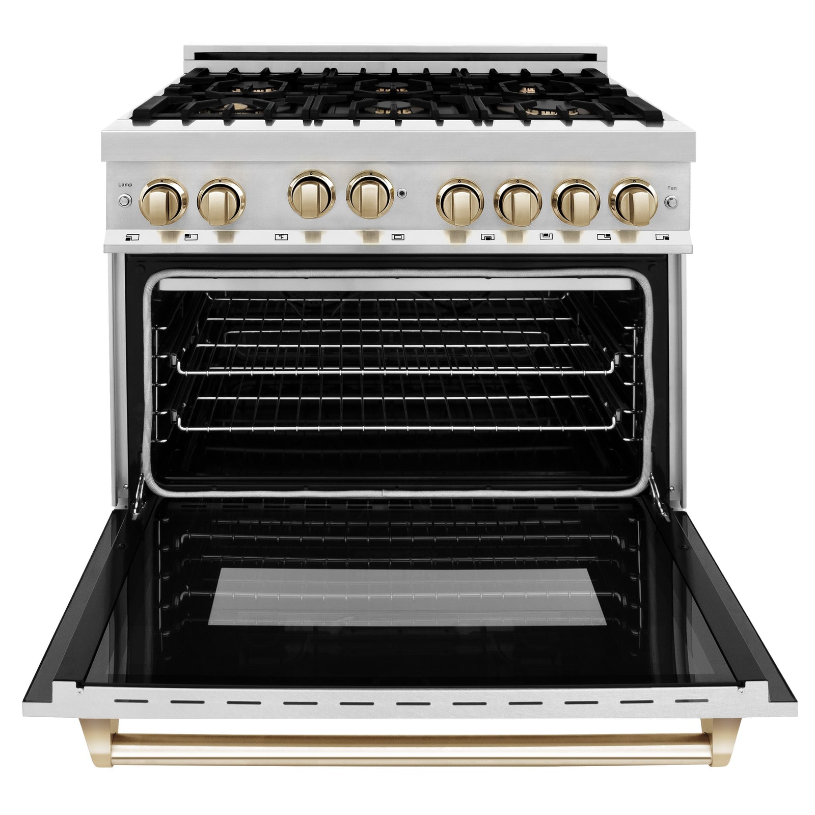 ZLINE Autograph Edition 36 in. Range with Gas Stove and Gas Oven in Stainless Steel with Gold Accents, RGZ-36-G - Smart Kitchen Lab