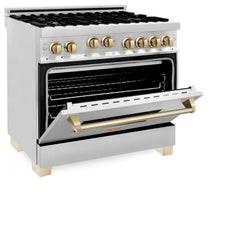 ZLINE Autograph Edition 36 in. Range with Gas Stove and Gas Oven in Stainless Steel with Gold Accents, RGZ-36-G - Smart Kitchen Lab