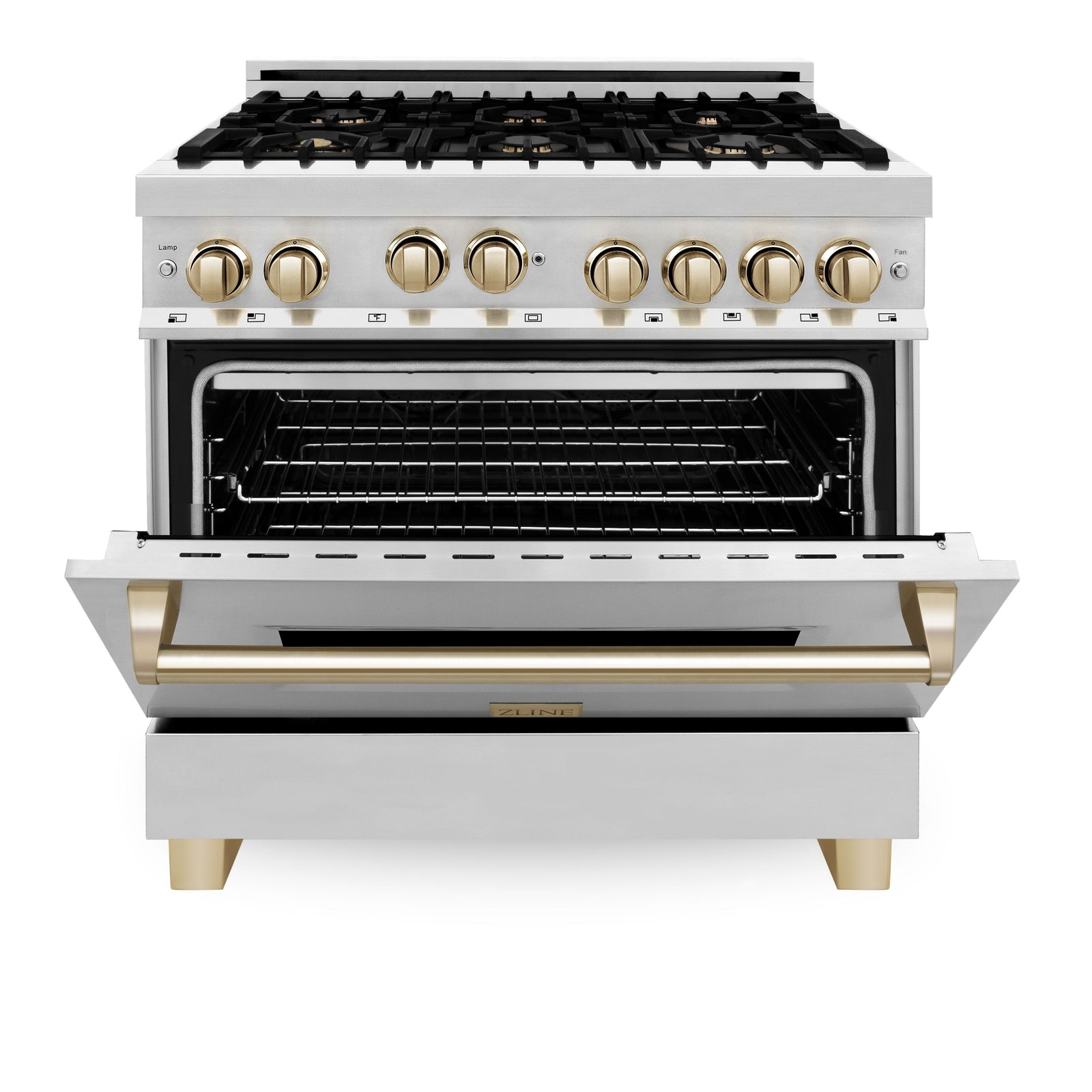 ZLINE Autograph Edition 36 in. Range with Gas Stove and Gas Oven in Stainless Steel with Gold Accents, RGZ-36-G - Smart Kitchen Lab