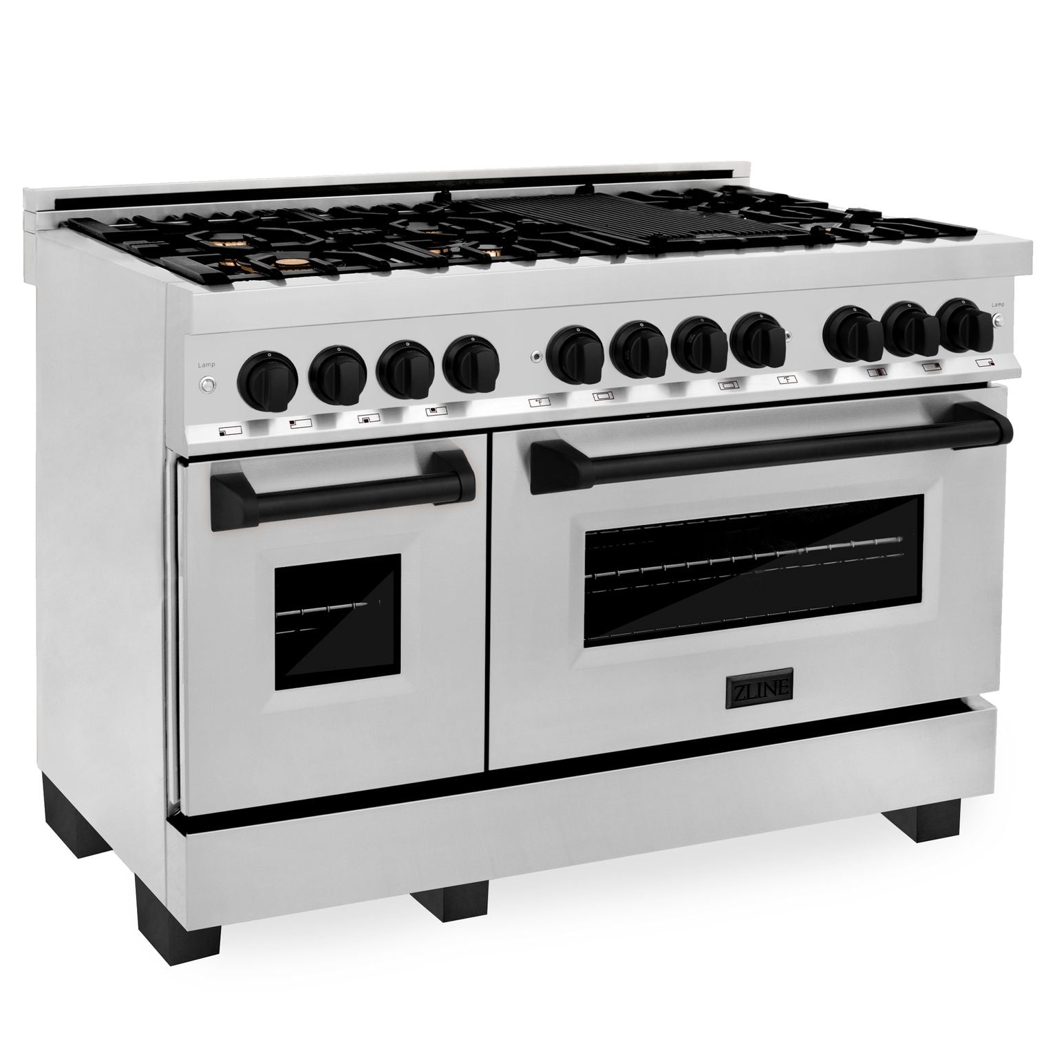 ZLINE Autograph Edition 48 in. 6.0 cu. ft. Dual Fuel Range with Gas Stove and Electric Oven in Stainless Steel with Matte Black Accents, RAZ-48-MB - Smart Kitchen Lab