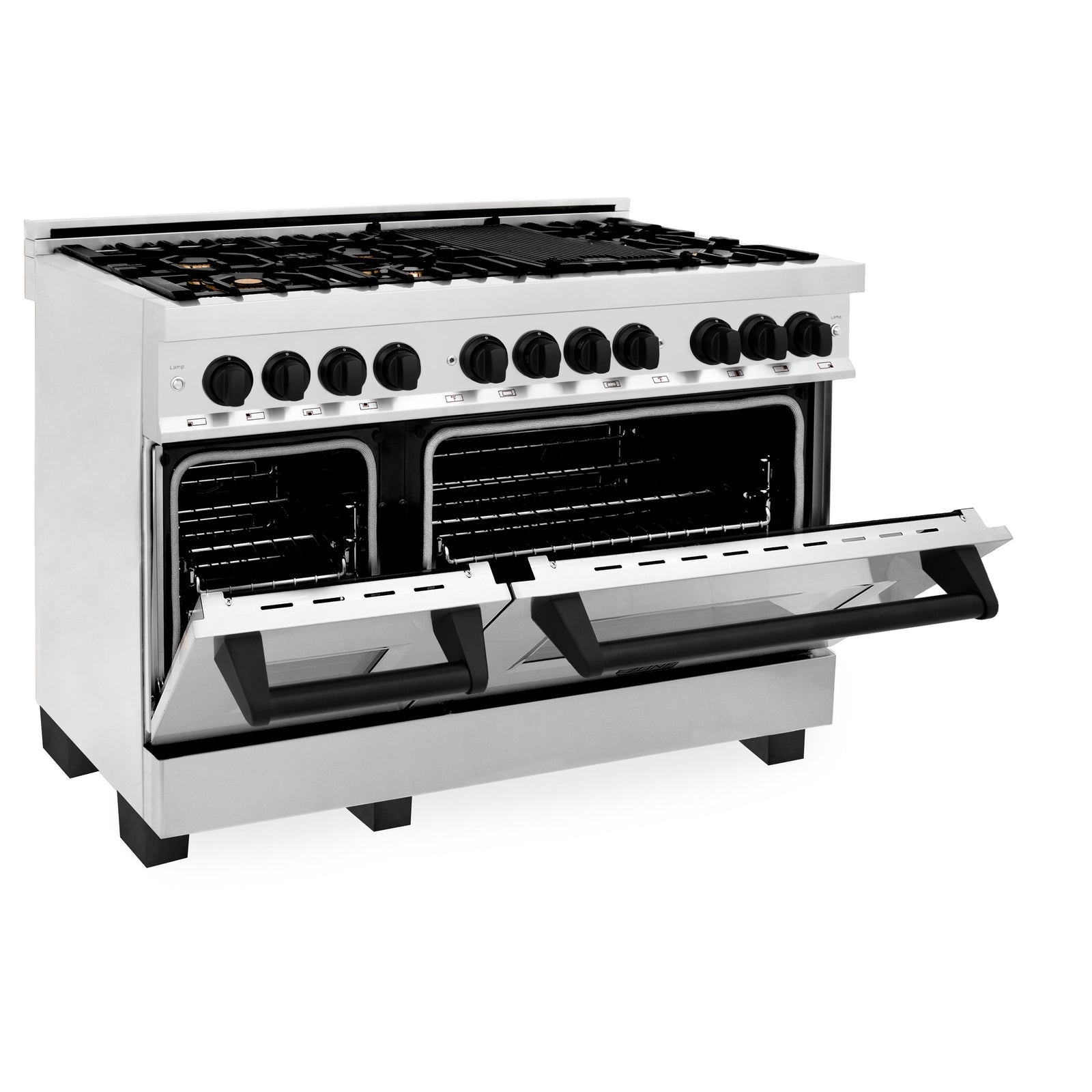 ZLINE Autograph Edition 48 in. 6.0 cu. ft. Dual Fuel Range with Gas Stove and Electric Oven in Stainless Steel with Matte Black Accents, RAZ-48-MB - Smart Kitchen Lab