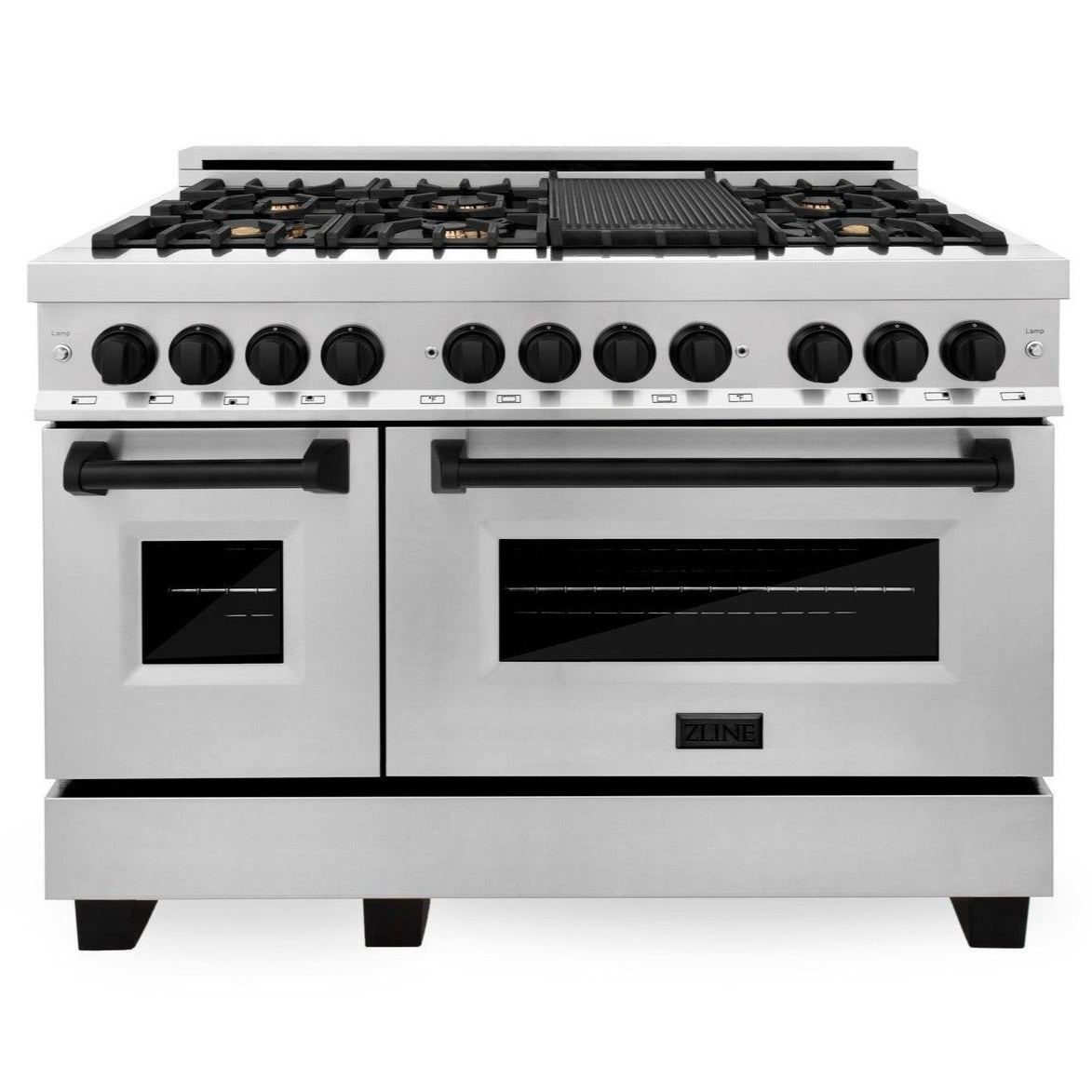 ZLINE Autograph Edition 48 in. 6.0 cu. ft. Dual Fuel Range with Gas Stove and Electric Oven in Stainless Steel with Matte Black Accents, RAZ-48-MB - Smart Kitchen Lab