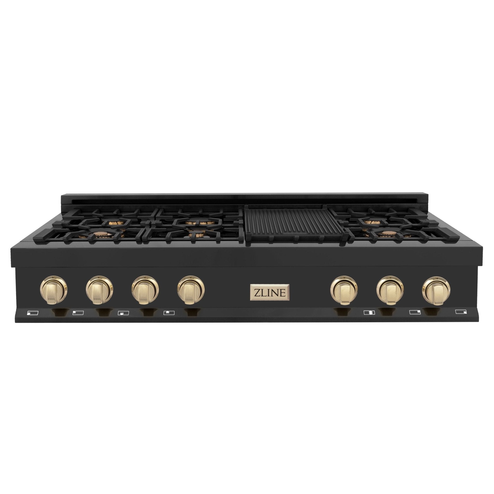 ZLINE Autograph Edition 48 in. Gas Rangetop in Stainless Steel and Gold Accents, RTZ-48-G - Smart Kitchen Lab