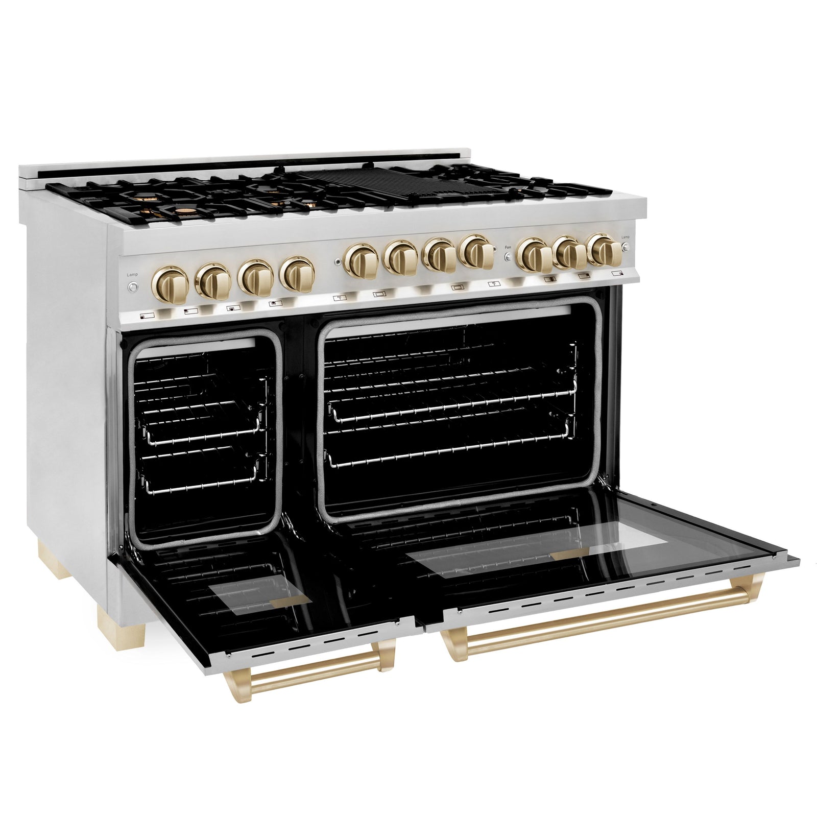ZLINE Autograph Edition 48 Inch 6.0 cu. ft. Gas Range in Stainless Steel with Gold Accents, RGZ-48-G - Smart Kitchen Lab