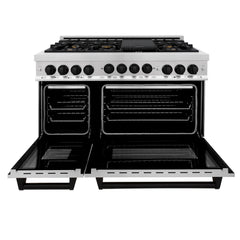 ZLINE Autograph Edition 48 Inch 6.0 cu. ft. Gas Range in Stainless Steel with Matte Black Accents, RGZ-48-MB - Smart Kitchen Lab