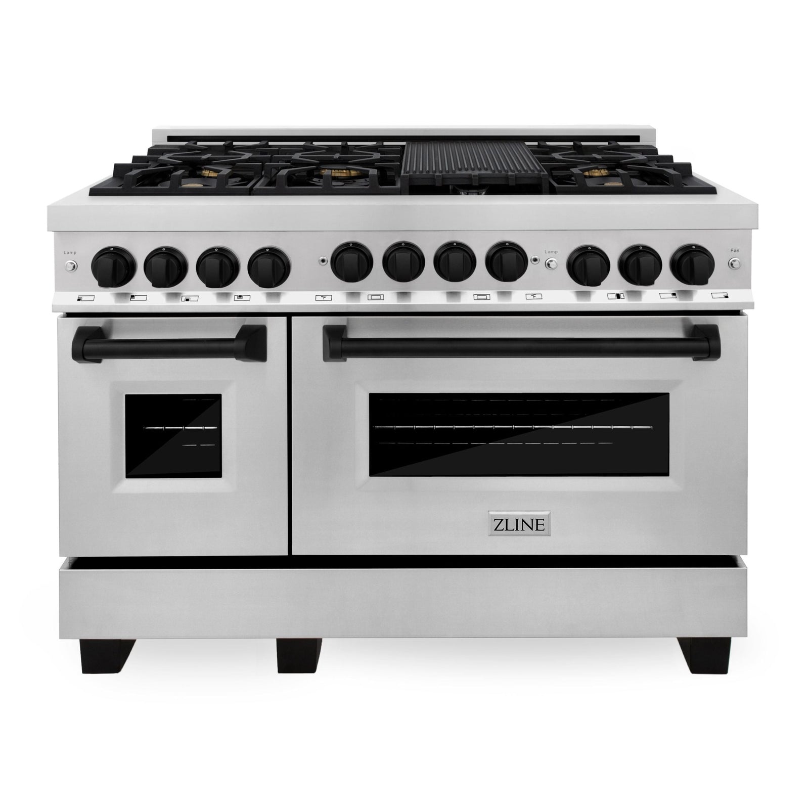 ZLINE Autograph Edition 48 Inch 6.0 cu. ft. Gas Range in Stainless Steel with Matte Black Accents, RGZ-48-MB - Smart Kitchen Lab