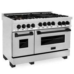 ZLINE Autograph Edition 48 Inch 6.0 cu. ft. Gas Range in Stainless Steel with Matte Black Accents, RGZ-48-MB - Smart Kitchen Lab