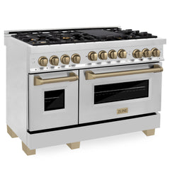 ZLINE Autograph Edition 48 Inch 6.0 cu. ft. Range with Gas Stove and Gas Oven in Stainless Steel with Champagne Bronze Accents, RGZ-48-CB - Smart Kitchen Lab