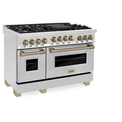 ZLINE Autograph Edition 48 Inch 6.0 cu. ft. Range with Gas Stove and Gas Oven in Stainless Steel with Champagne Bronze Accents, RGZ-48-CB - Smart Kitchen Lab