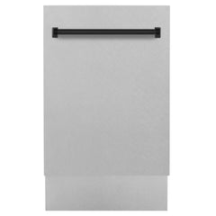 ZLINE Autograph Series 18 In. Dishwasher in DuraSnow® Stainless Steel with Matte Black Handle, DWVZ-SN-18-MB - Smart Kitchen Lab