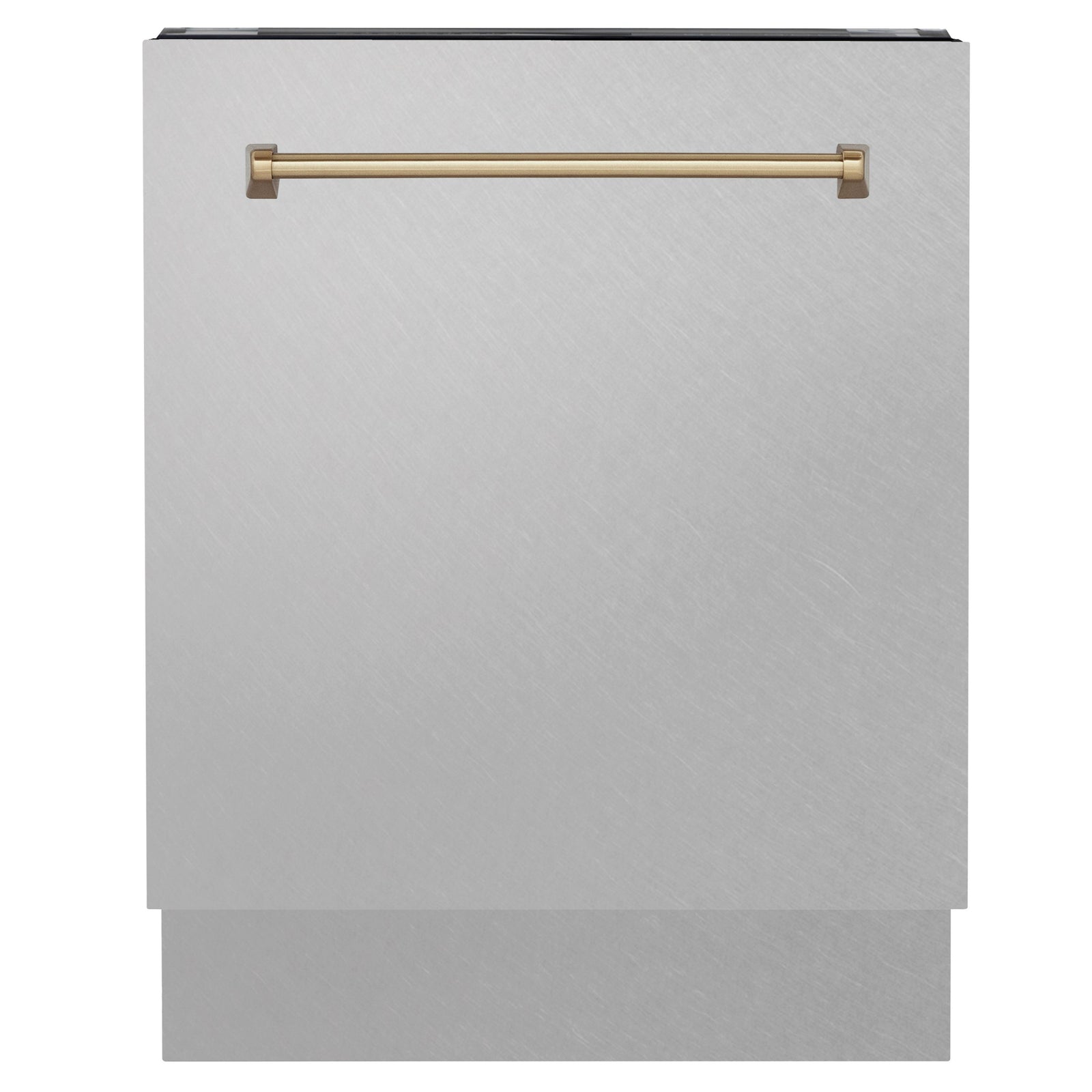 ZLINE Autograph Series 24 inch Tall Dishwasher in DuraSnow® Stainless Steel with Champagne Bronze Handle, DWVZ-SN-24-CB - Smart Kitchen Lab