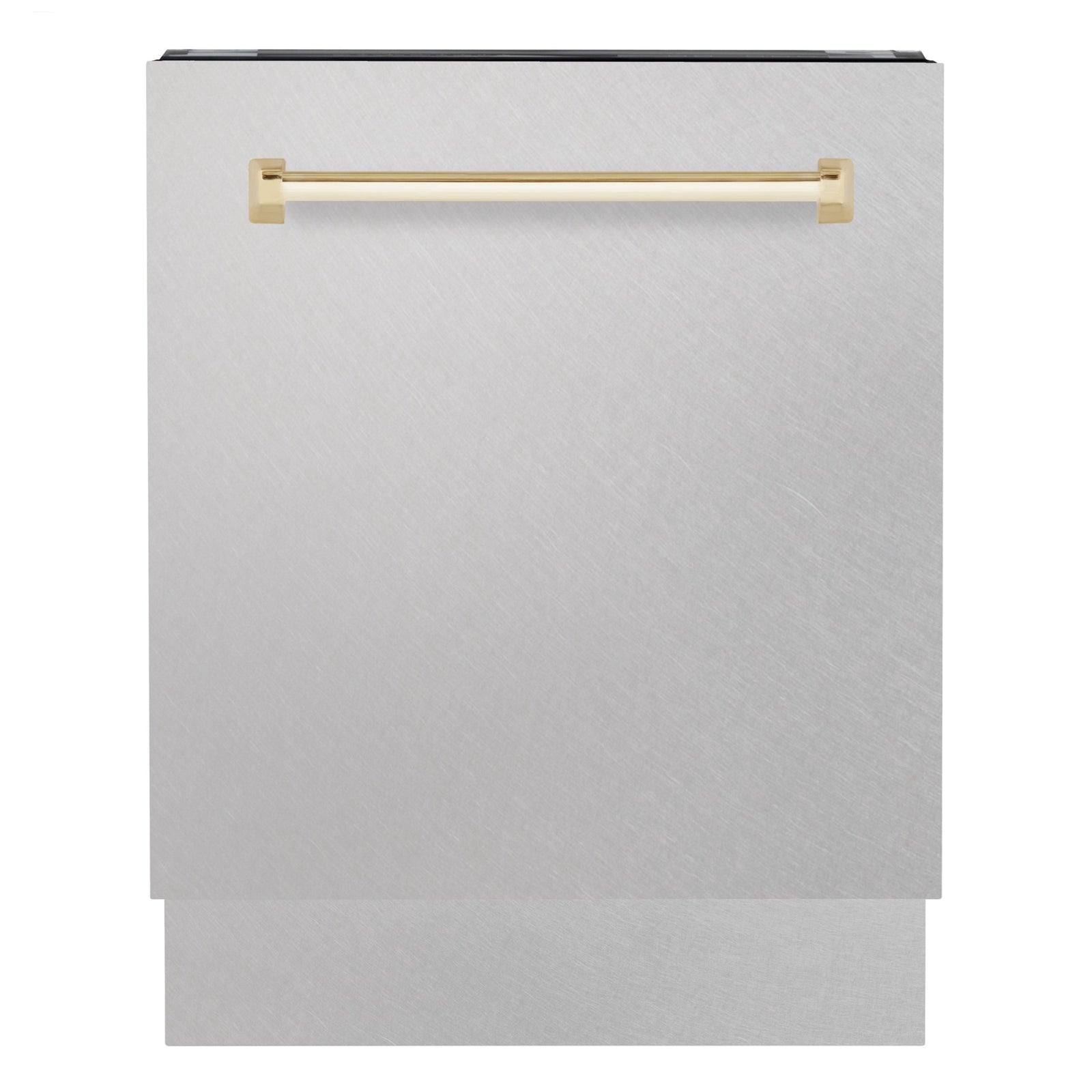 ZLINE Autograph Series 24 inch Tall Dishwasher in DuraSnow® Stainless Steel with Gold Handle, DWVZ-SN-24-G - Smart Kitchen Lab