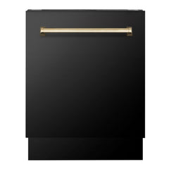 ZLINE Autograph Series 24 inch Tall Dishwasher in Stainless Steel with Gold Handle, DWVZ-304-24-G - Smart Kitchen Lab