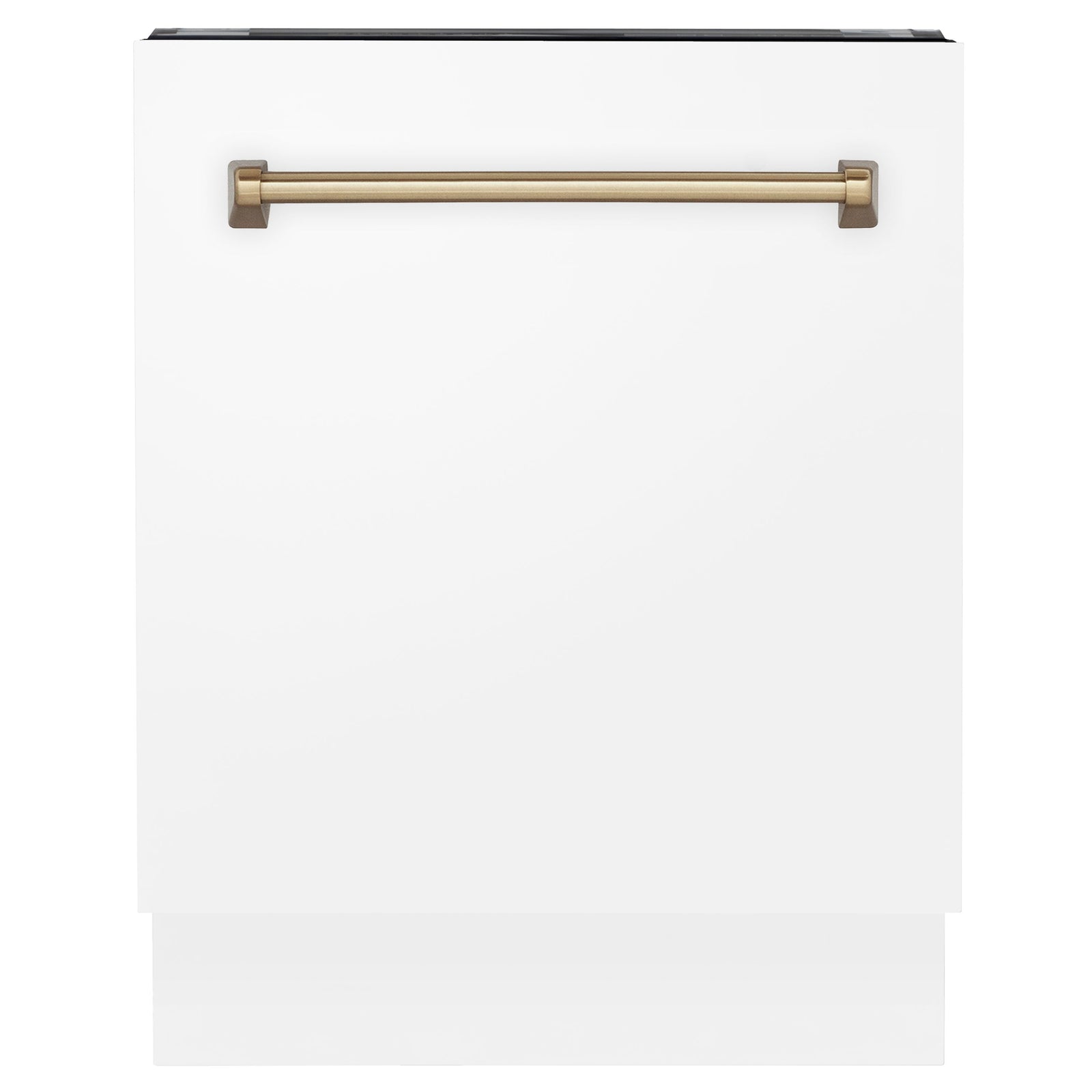 ZLINE Autograph Series 24 inch Tall Dishwasher in White Matte with Champagne Bronze Handle, DWVZ-WM-24-CB - Smart Kitchen Lab