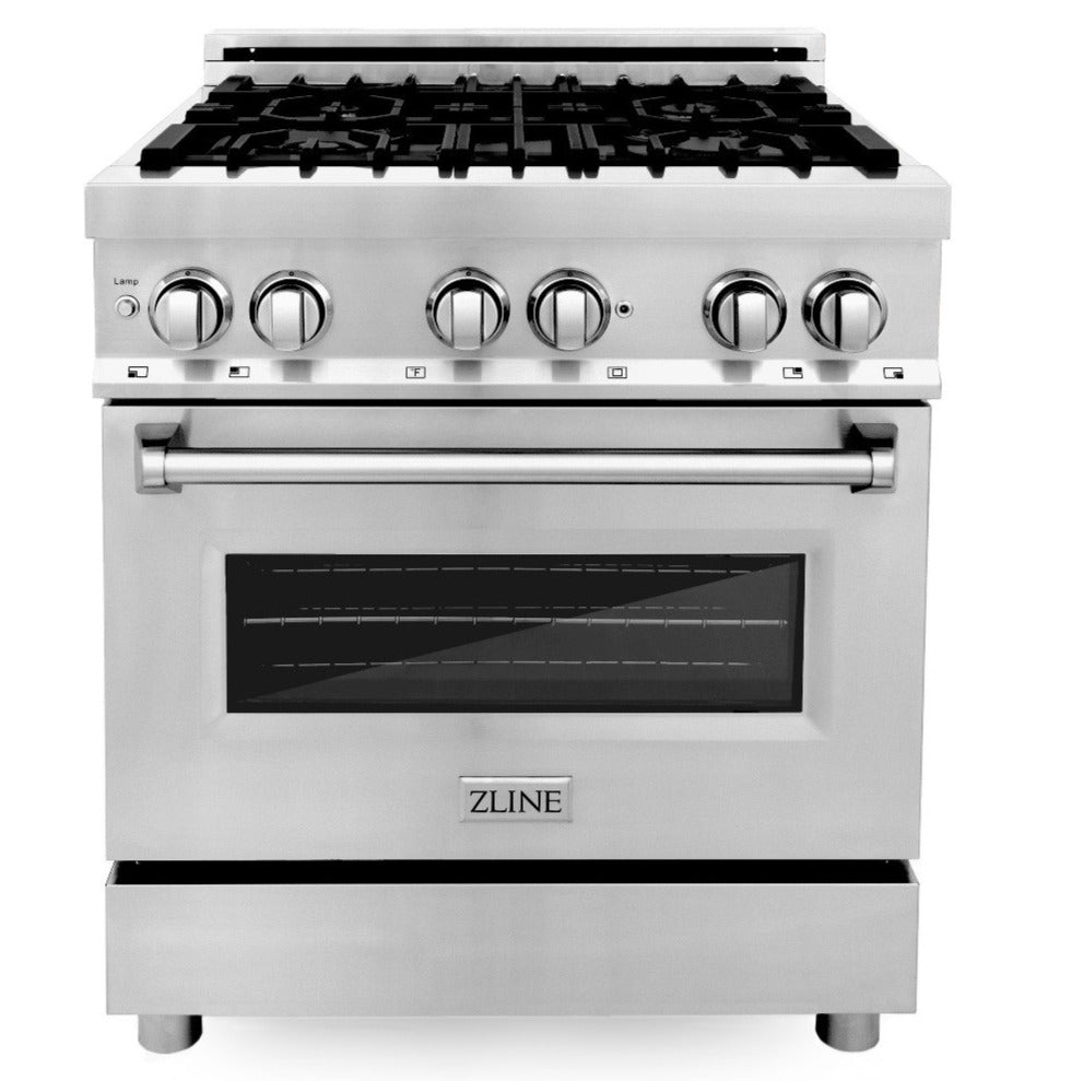 ZLINE Kitchen and Bath 30 in. Professional Gas Burner, Electric Oven Stainless Steel Range, RA30 - Smart Kitchen Lab