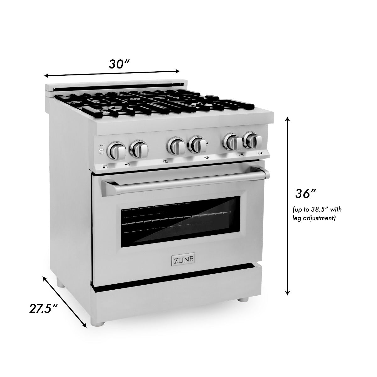 ZLINE Kitchen and Bath 30 in. Professional Gas Burner, Electric Oven Stainless Steel Range, RA30 - Smart Kitchen Lab