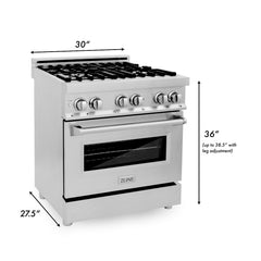 ZLINE Kitchen and Bath 30 in. Professional Gas Burner, Electric Oven Stainless Steel Range, RA30 - Smart Kitchen Lab