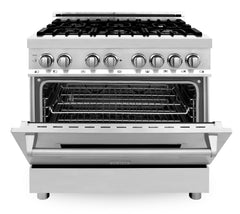 ZLINE Kitchen and Bath 36 in. Professional Gas Burner/Electric Oven Stainless Steel Range, RA36 - Smart Kitchen Lab