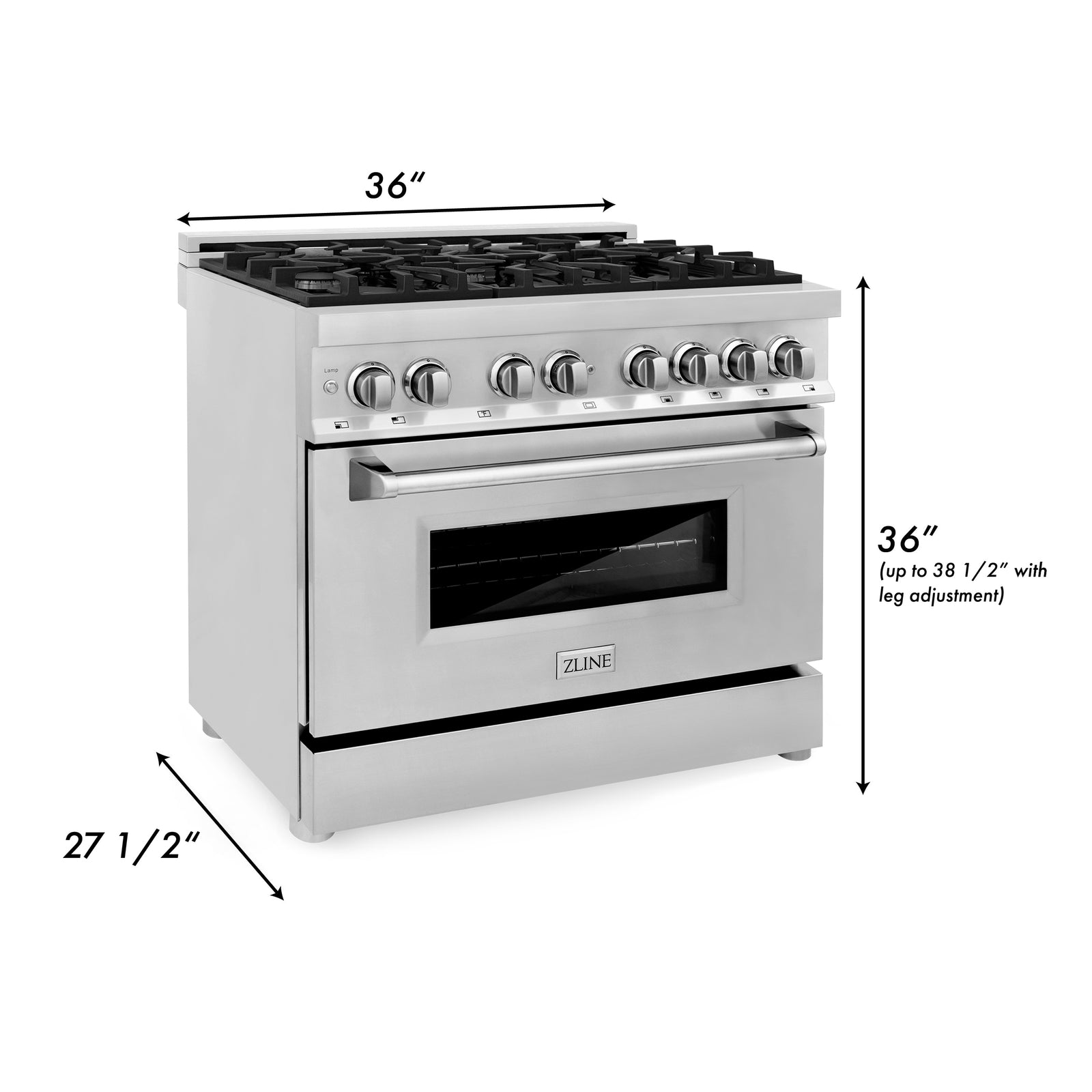 ZLINE Kitchen and Bath 36 in. Professional Gas Burner/Electric Oven Stainless Steel Range, RA36 - Smart Kitchen Lab